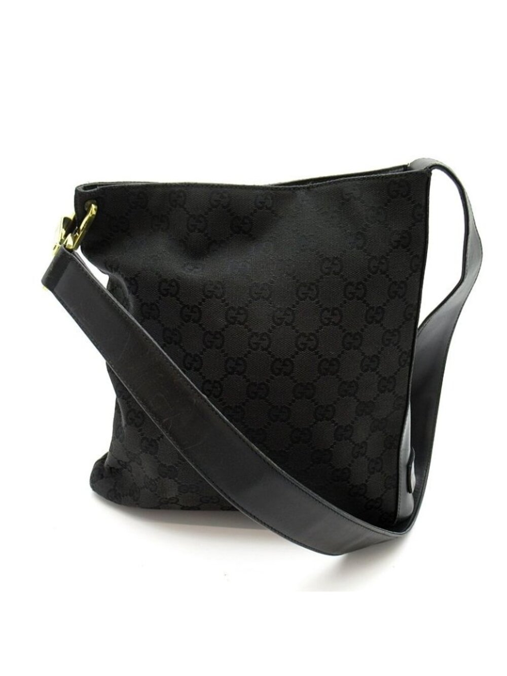 Gucci Shoulder Bag GG Canvas Leather Black